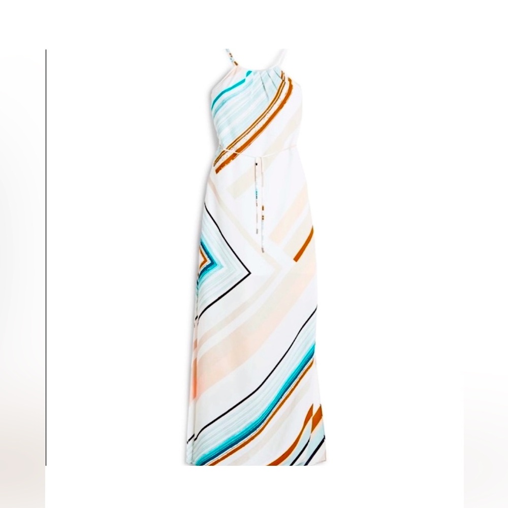 Asymmetrical striped waterfall dress White House black market